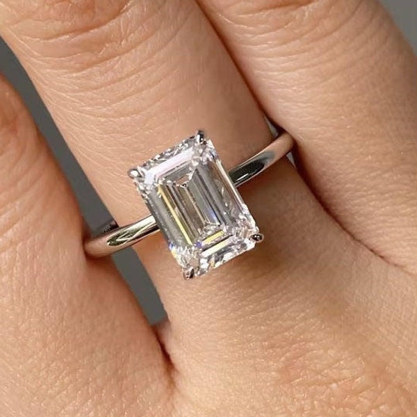 2.0 CT Emerald Cut Moissanite Engagement Ring | Verlobungs ring | Trauring | Yellow gold ring | Valentine Day Gift Ring Promise Ring