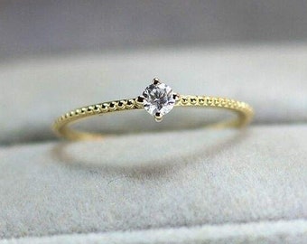 10K Gold Engagement ring | Simple Engagement Solitaire Ring | Diamond Ring | Solitaire Engagement Ring | Gift for Her | Single Diamond Ring