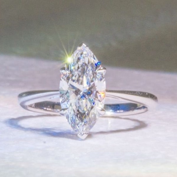 2.0 CT Marquise Cut Moissanite Engagement Ring | Verlobungs ring | Trauring | White gold ring | Valentine Day Gift Ring Promise Ring 14Kgold