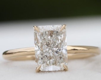 2.0CT Radiant Moissanite Ring | 10K Gold Engagement Ring | Single stone Diamond Wedding Ring| Wedding Ring | Lab grown Diamond |Gift for her