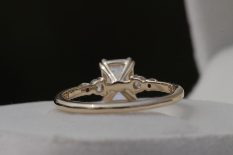 1CT Radiant Cut Moissanite Engagement Ring Diamond Engagement Ring Verlobungs gold ring Radiant cut ring Multi stone style Ring image 2