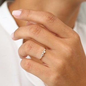 Silber Verlobungsring Den ganzen Tag tragen Diamant Ring Solitär Verlobungsring Geschenk für Sie Multi Stein Ring Bild 7