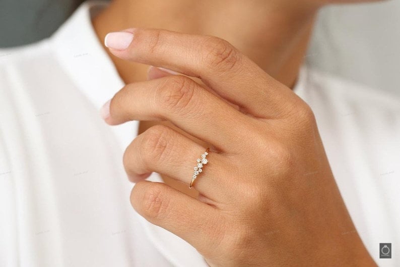 Silber Verlobungsring Den ganzen Tag tragen Diamant Ring Solitär Verlobungsring Geschenk für Sie Multi Stein Ring Bild 7