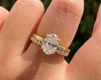 Ensemble de bagues de mariée | Ensemble d'alliances | Ensemble de bagues diamant moissanite | Bague ovale | Alliance pour elle | Anneau torsadé| lot de bagues vintage