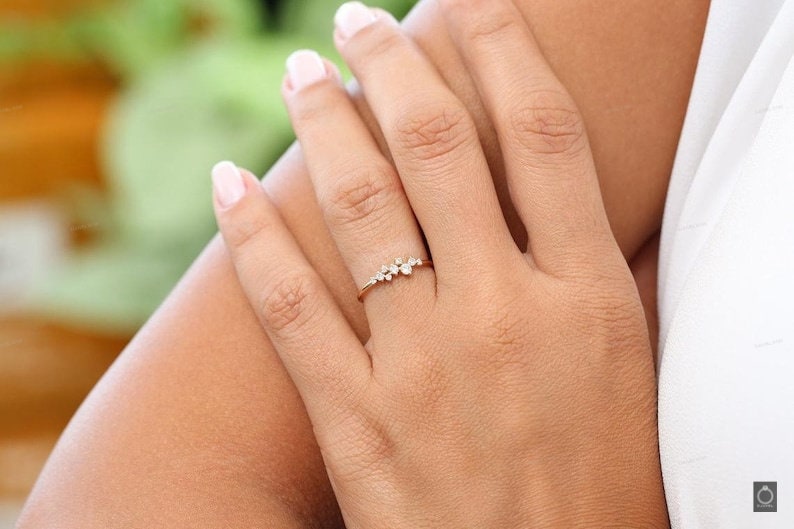 Silber Verlobungsring Den ganzen Tag tragen Diamant Ring Solitär Verlobungsring Geschenk für Sie Multi Stein Ring Bild 4