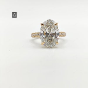 14K Gold 2.8CT Oval Cut Moissanite Pave Einstellung Verlobungsring |  Jubiläum Ring | Einzigartiger Moissanit Ehering