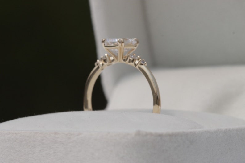 1CT Radiant Cut Moissanite Engagement Ring Diamond Engagement Ring Verlobungs gold ring Radiant cut ring Multi stone style Ring image 3