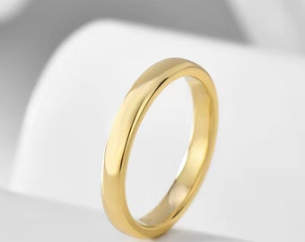 14K Paar Verlobung, Hochzeit Band Set / Unisex gewölbte Form Brush Finish Band / Stacking Matching Ring Set / Gold Band Set