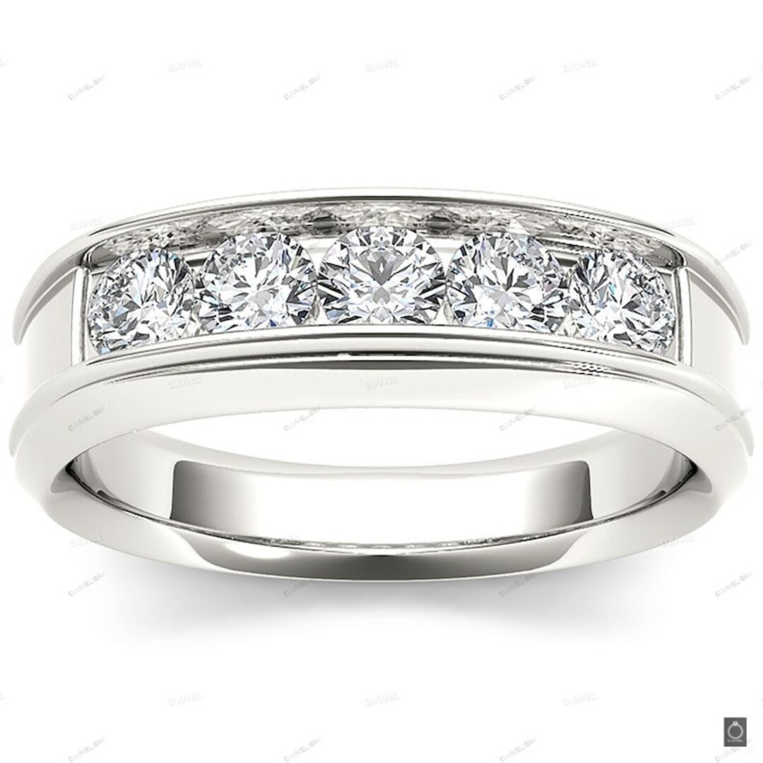 Mens White Gold Engagement Band Mens Engagement Band / Ring Male — free download