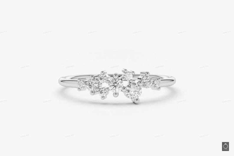 Silber Verlobungsring Den ganzen Tag tragen Diamant Ring Solitär Verlobungsring Geschenk für Sie Multi Stein Ring Bild 5