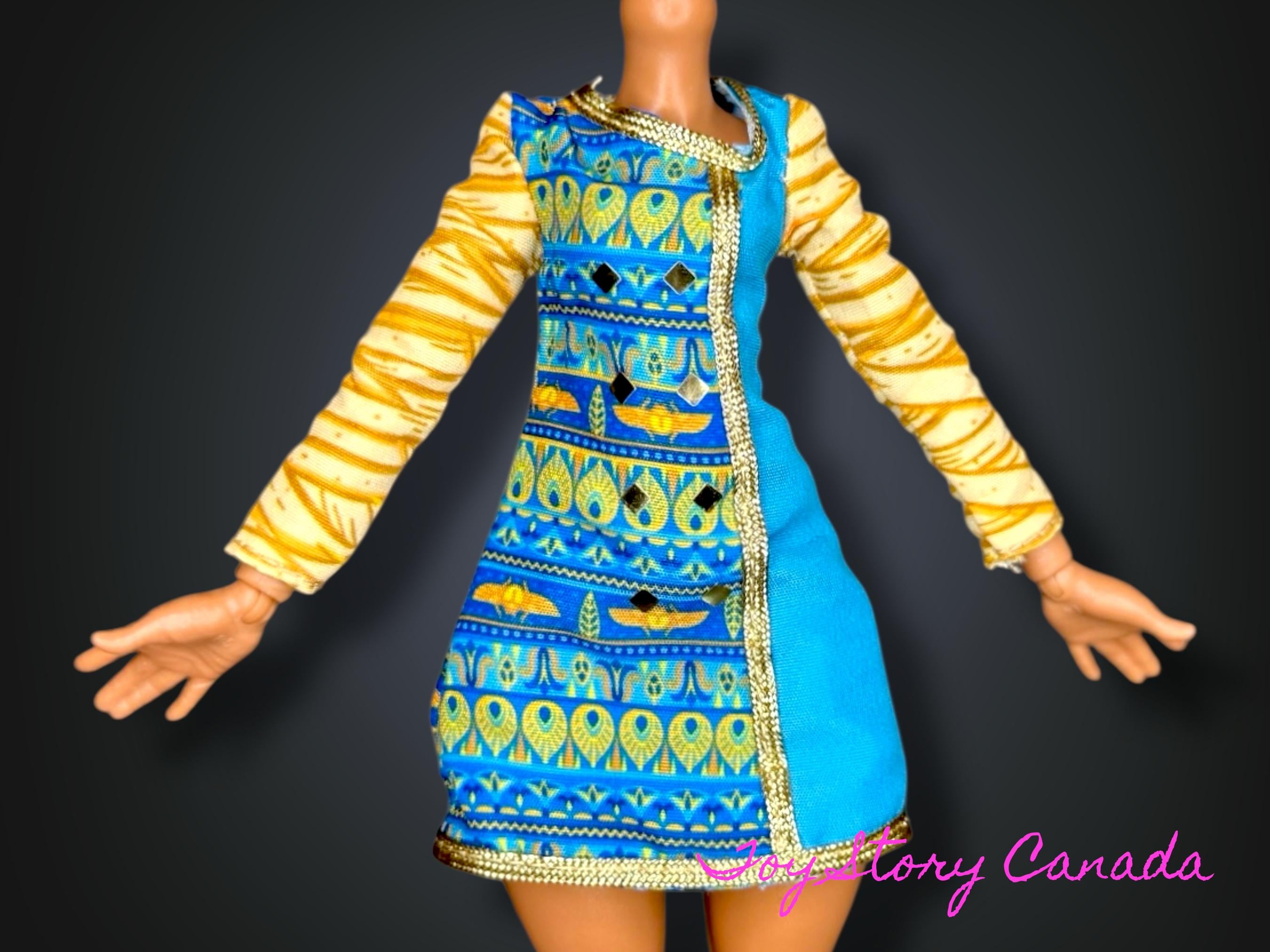 2254 Cleos Ladies Wear Cleo De Nile G3 Core Vestido Azul Dorado