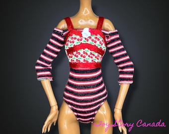 Monster High Ghoulia Yelps ~ Signature, 1st Wave or Boo-riginal Creeproduction ~ Rood-zwart gestreepte bodysuit