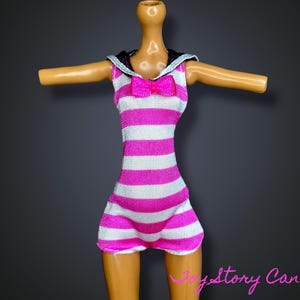 Draculaura ~ Skull Shores ~ Pink & White Striped Swimsuit