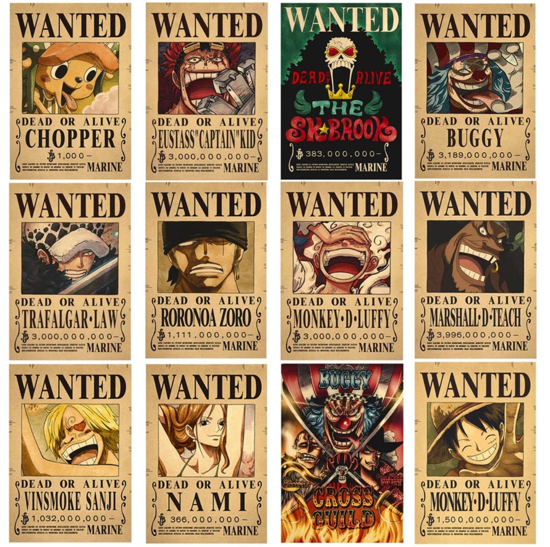 One Piece Bounty Steckbrief Ruffy Zorro Sanji & Co Etsy.de