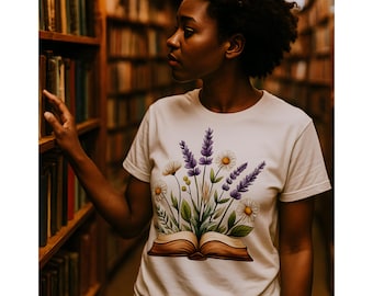Cottagecore Shirt, Light Academia Clothing, Dark Academia Tee, Book Lover Gift, Vintage Botanical T-Shirt, Bookish Merch