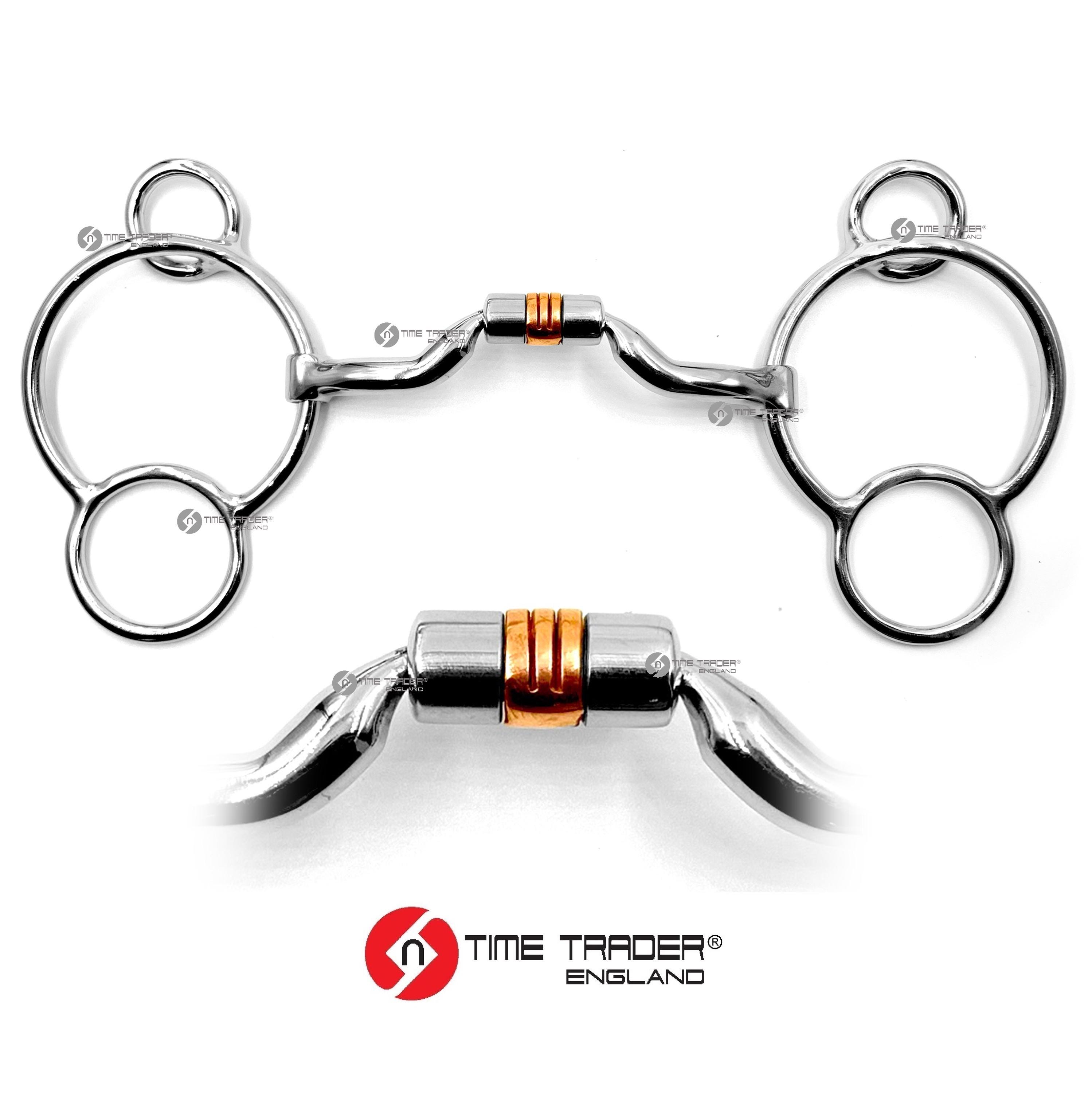 Cheltenham Running With COPPER Roller Gag Horse Bit Snaffle and Inlay 5" 5.5" 6" UK Stock