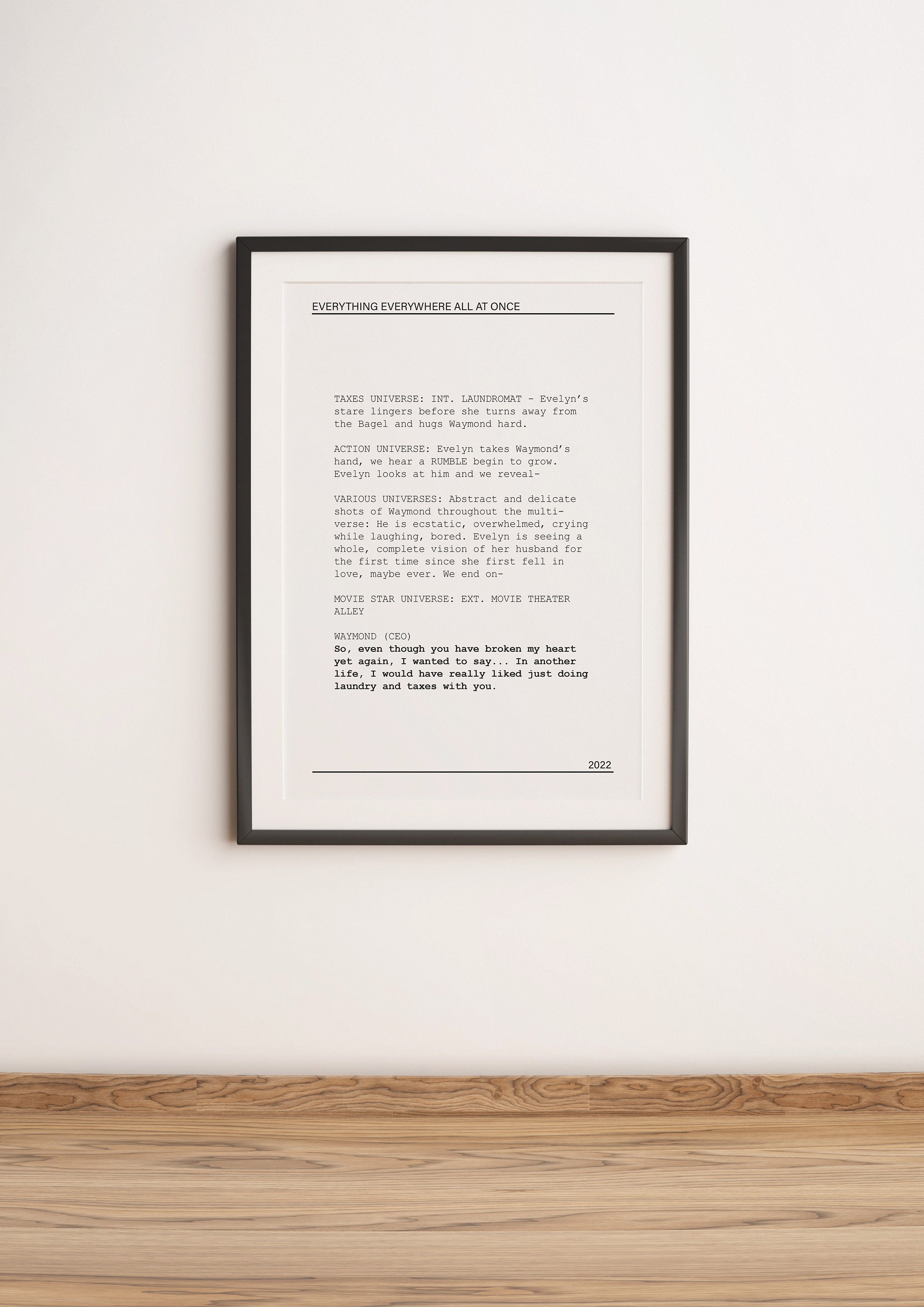 Everything Everywhere All at Once Script Poster Pair | Movie Script Art ...