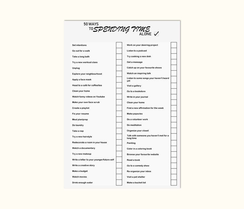 Digital Download Selfcare Checklist Planner Selfreflection Etsy