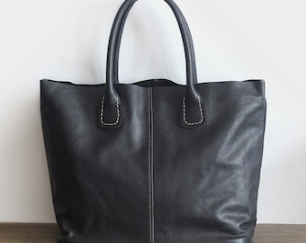 Handmade Large Capacity Tote Bag, Leather Tote Bag, Women's Leather Shoulder Bag
