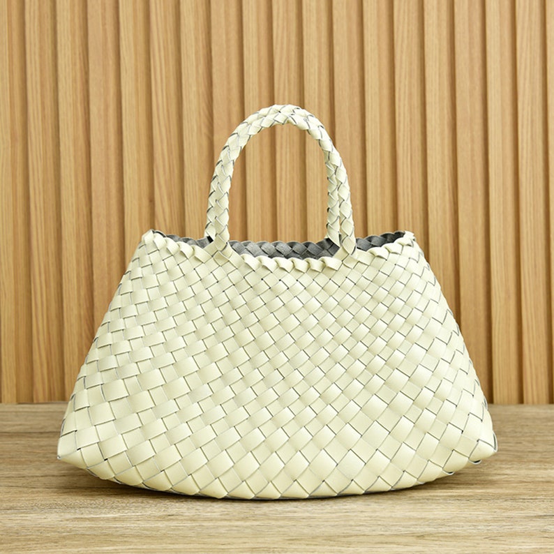 Exquisite 100% Pure Hand-Woven Leather Bag, Retro Handmade Cowhide Woven Bag image 4
