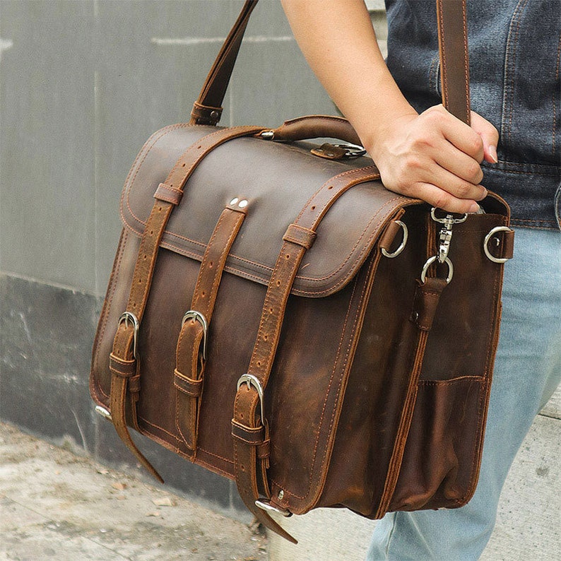 Crazy Horse Leather Messenger Bag Handmade Distressed Leather - Etsy