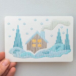 KIT carte à broder DIY - Hello winter -