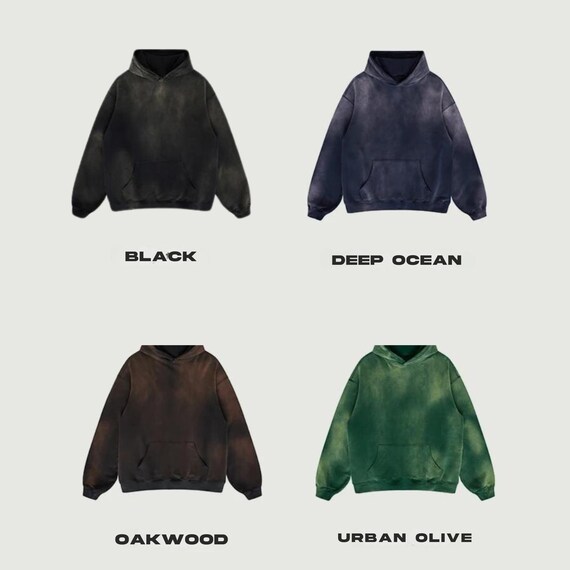 Washed Grunge Hoodie | Sunfaded Washed Retro Hoodie | Blank