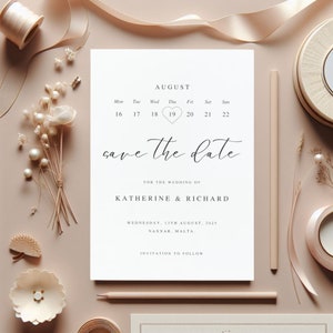 Moderne elegante einfache Save the Date-Karten - minimalistisches Design, anpassbare Hochzeitsansage lädt ein. "Schicke Einfachheit"