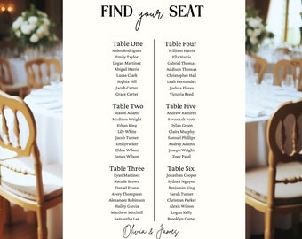 Plan de mesa de boda personalizado, Plan de asientos de boda, Letrero de asientos de boda, Plan de mesa de invitados de boda, - Moderno