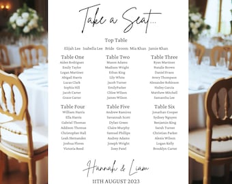 Plan de mesa de boda personalizado, Plan de asientos de boda, Letrero de asientos de boda, Plan de mesa de invitados de boda, - Moderno (SP4)