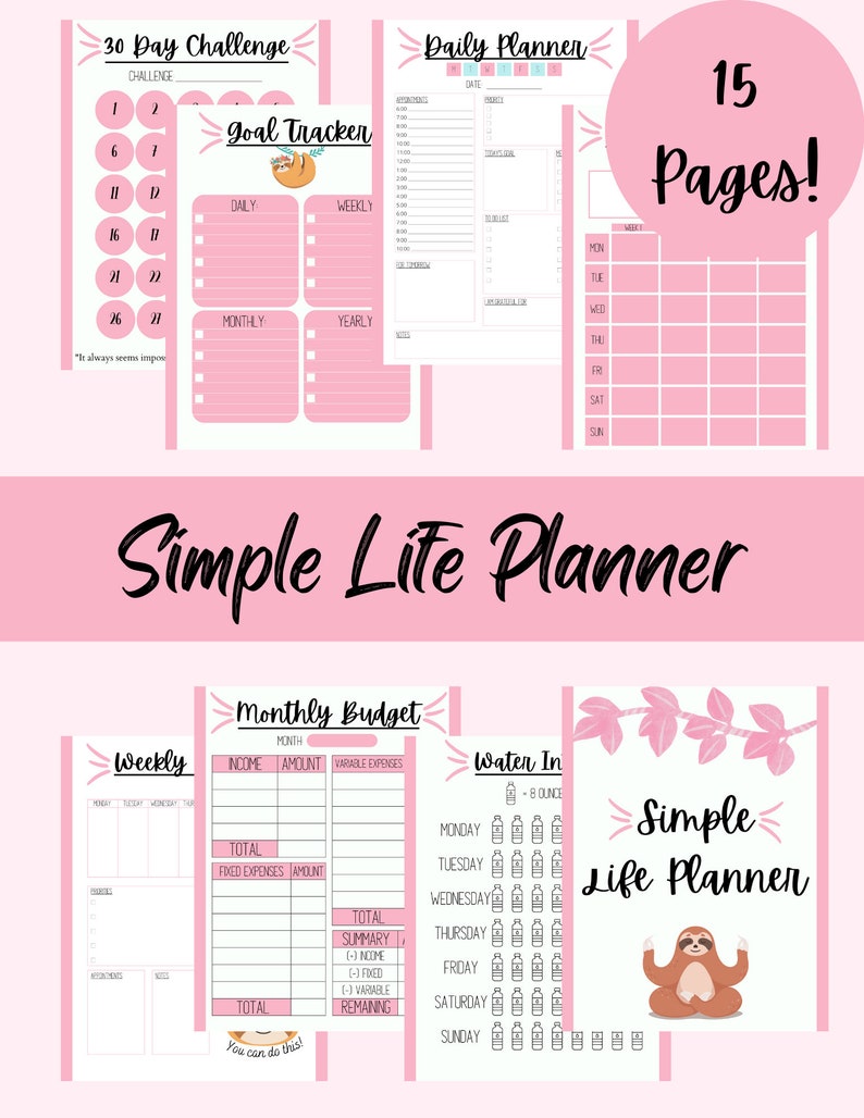 Simple Life Planner Printable Life Organizer Digital Planner PDF Planner printable in A5, A4
