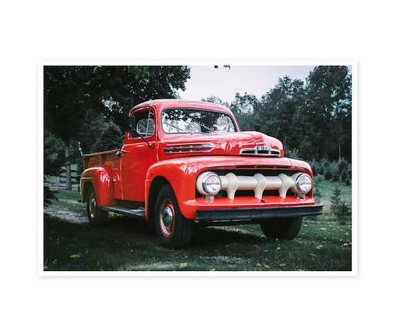 Classic Car Photography 1951 Red Ford F2 Pickup Truck Classic Car