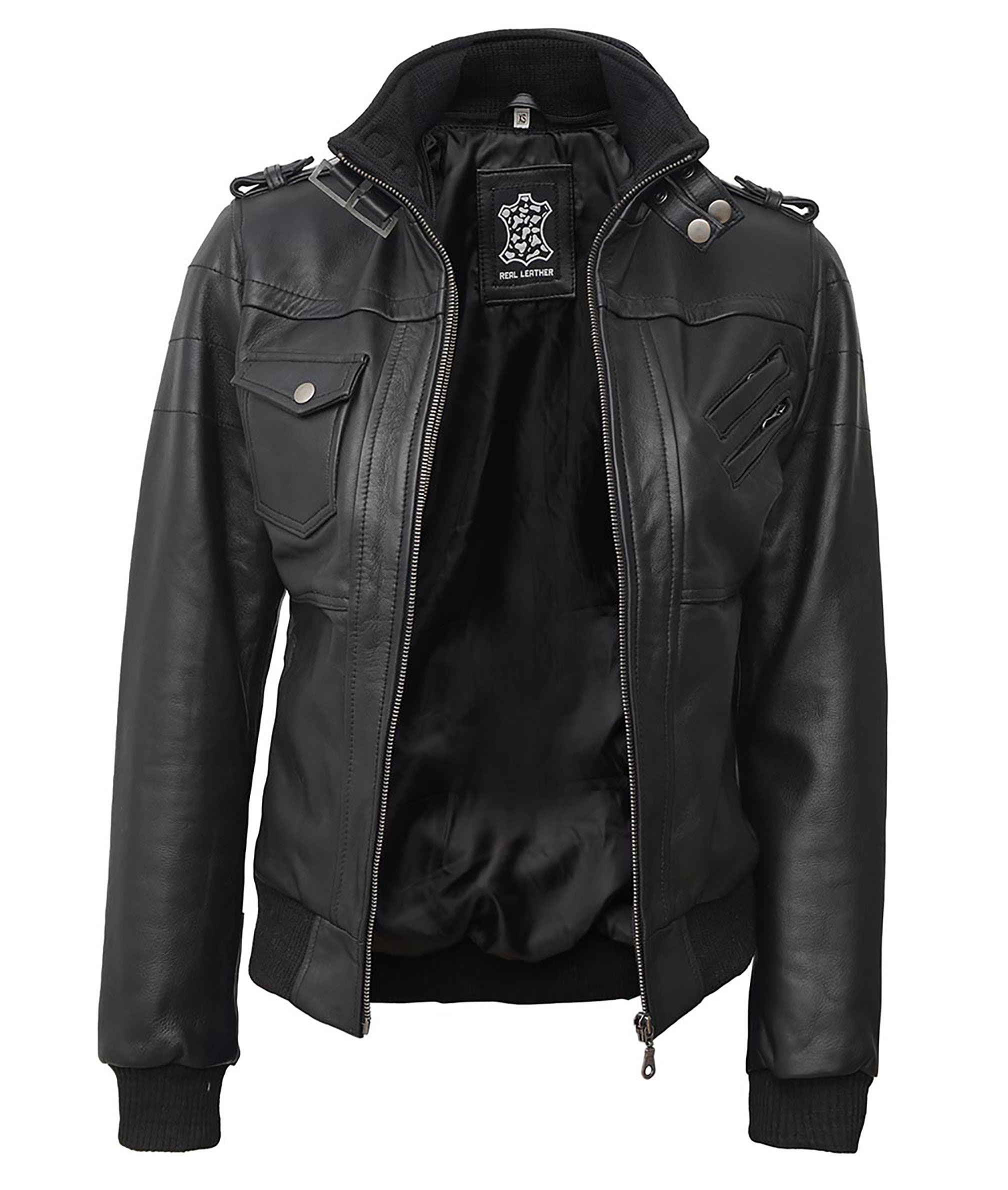 Women's Removable Hooded Real Leather Jackets Custom - Etsy Canada