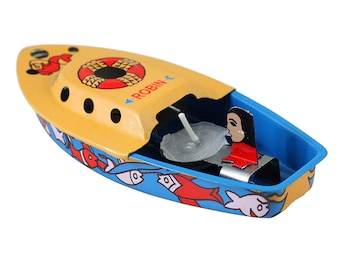 Tin toy - Boat Robin - Candle boat - Pop Pop rattling boat made of tin
