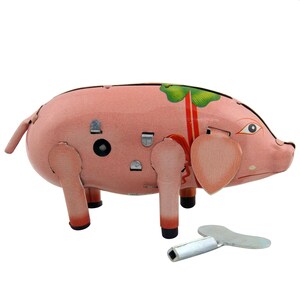 Juguete de Hojalata Happy Pig Cerdo Cerdo de Hojalata imagen 3