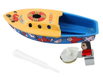 Bateau Pop-Pop À Bougie – Jouet En Fer Blanc – Modèle Réduit À Vapeur – Hochet Pop Pop