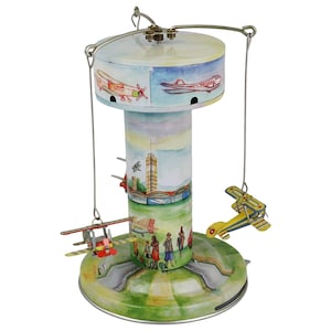 Tin toy - Carousel with airplanes - Airport - Airplane carousel
