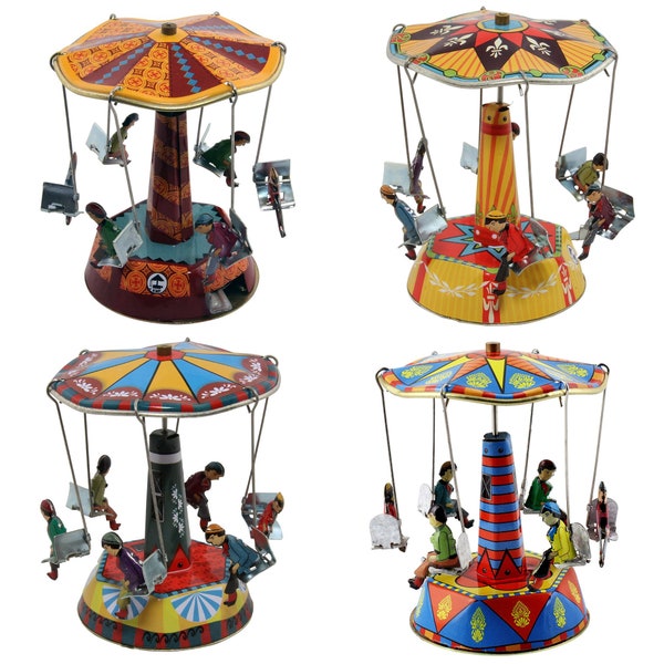 Carrousel de jouets en étain, balançoire, petite foire, carrousel en étain