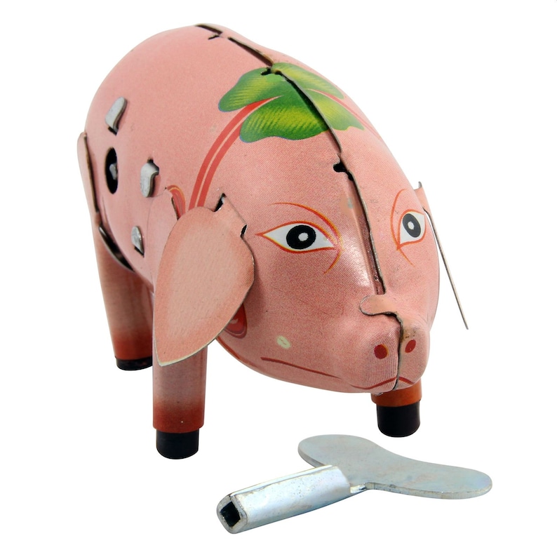 Tin Toy Happy Pig Pig Tin Pig Etsy