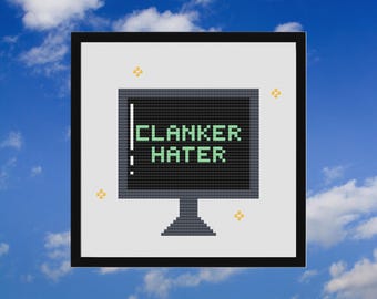 Padrão de ponto cruz anti-IA para Clanker Hater (para iniciantes)
