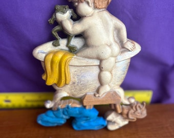 Vintage Metal Boy in the Bathtub Wall Art