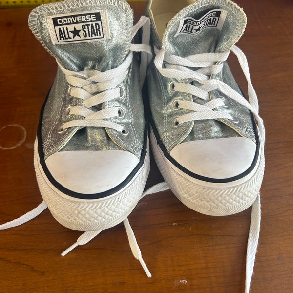 Silver/Light Blue Converse Allstars, Size 9.5 WM