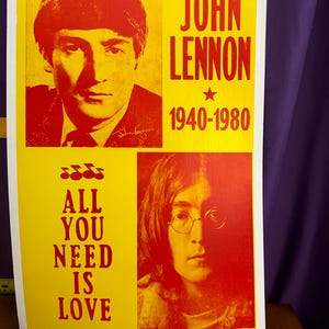 22x14 Solidny plakat upamiętniający życie Johna Lennona