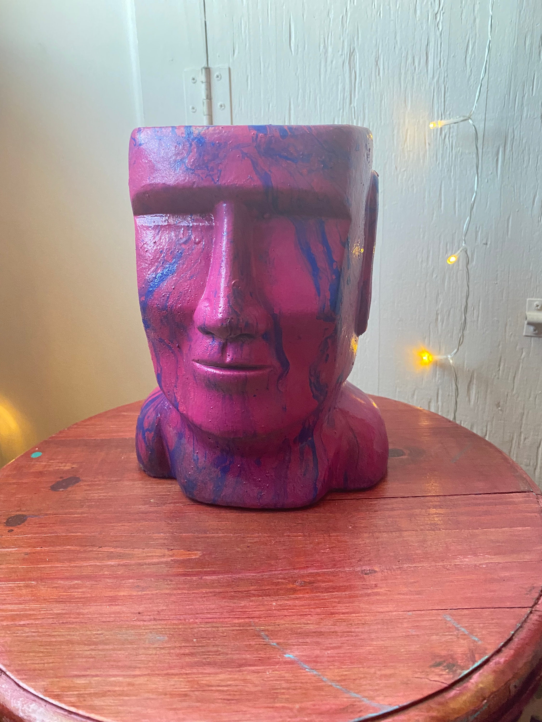 Pink Easter Island Statue Planter Etsy