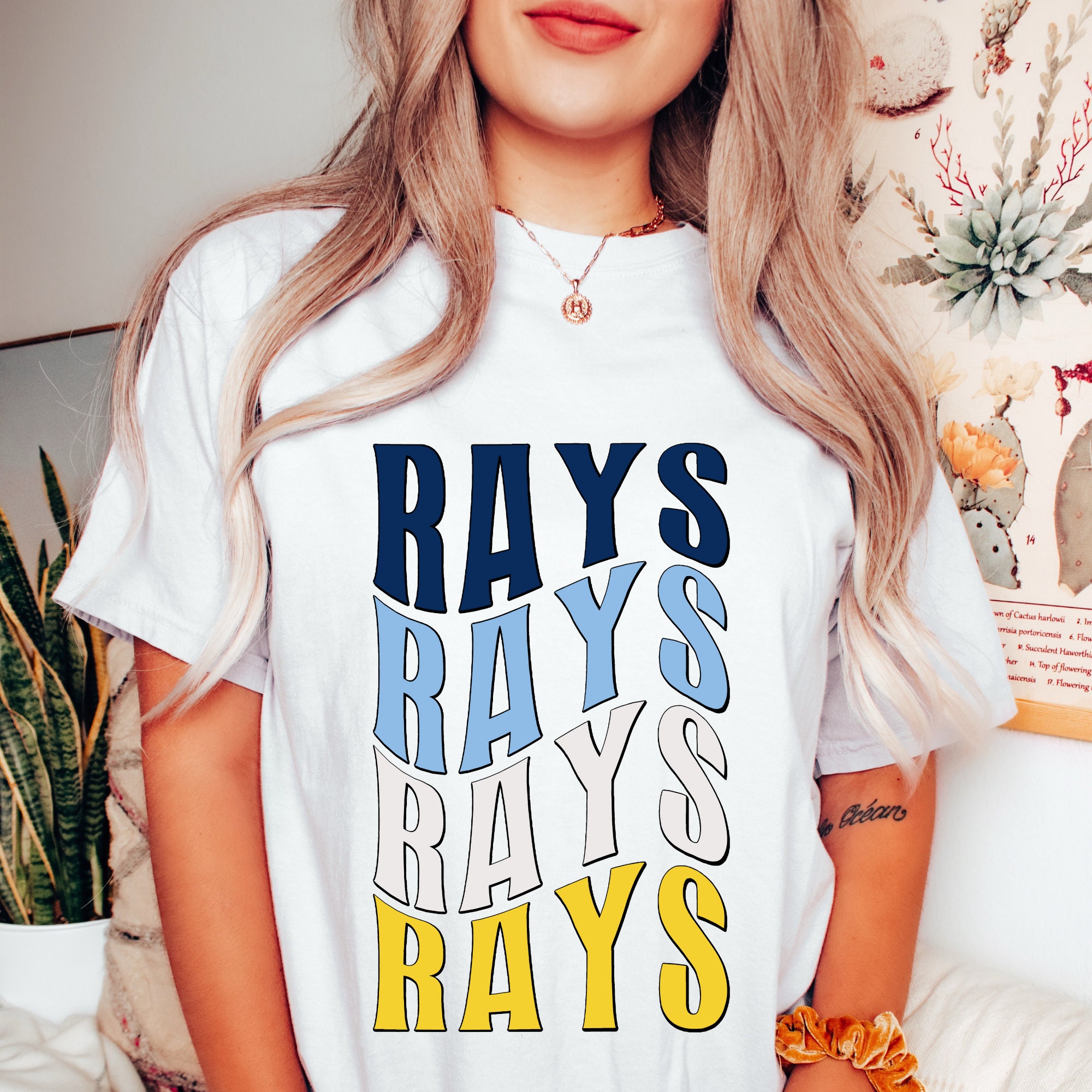 Tampa Bay Rays MLB Majestic Yellow Team Logo Camouflage XL T-Shirt