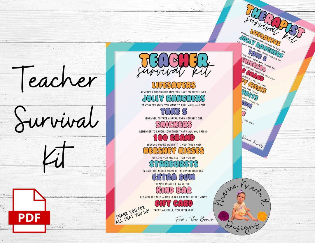 Teacher Survival Kit Printable Etsy Teacher Survival Kit Printable Etsy