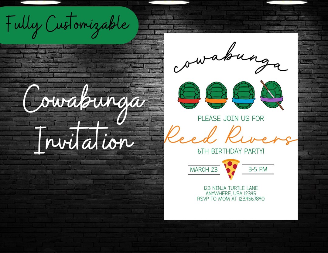 Ninja Turtles Birthday Invitation: Cowabunga Party - Etsy