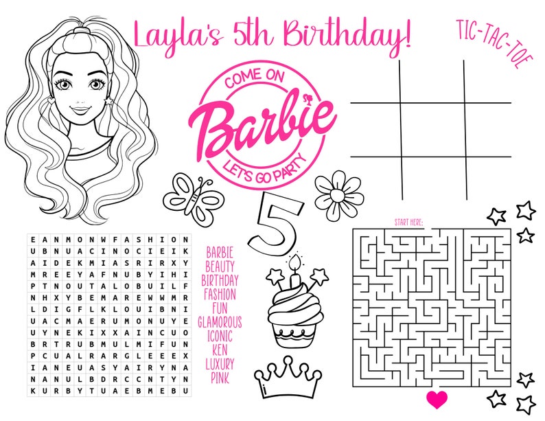 Barbie Coloring Page - Etsy