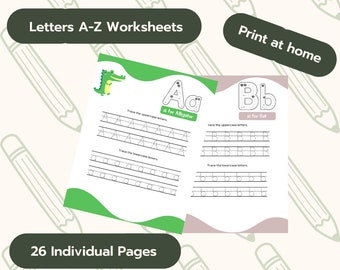 Arkusz ćwiczeń do nauki śledzenia alfabetu z nazwami zwierząt (pobierz plik PDF)