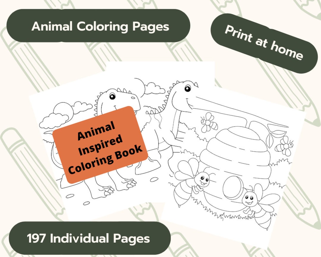Animal Coloring Pages - Etsy